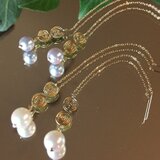 K18うず巻きパールピアス