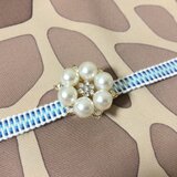 パールとラインストーンのフラワー 帯留め ゴールド