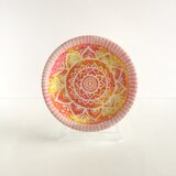 【陶器】モロッコ風曼荼羅柄 ピンクとオレンジの飾り皿 インテリアにおすすめ　世界で１つの一点物