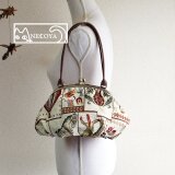 ふんわりがまぐちバッグ（シェニール織り・白タイル）