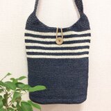＋受注生産＋ エコアンダリヤのショルダーバッグ（ネイビー×アイボリー）