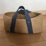 ブルーテープの麻ひもかごバッグ