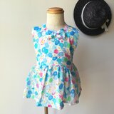 size60〜80/ダブルガーゼのエプロンドレス（花と蝶）
