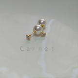 クリスタルストーンパールキャッチピアス