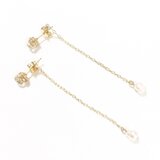 ハーキマーダイヤモンドとパールの2way揺れるピアス