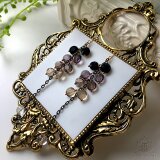 【Mhe-054BK】クリスタルのグラデーションシャンデリアピアス/イヤリング可