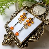 【Mhe-054OR】クリスタルのグラデーションシャンデリアピアス/イヤリング可