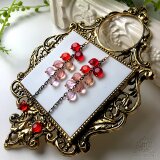 【Mhe-054RD】クリスタルのグラデーションシャンデリアピアス/イヤリング可