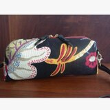 3way長財布ポシェット、輸入インテリアファブリック×スエード...ブラック