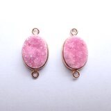 2個セット 天然石ドゥルージーストーンパーツ オーバル　ピンク