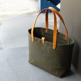 たっぷり容量6号帆布のトートバッグ～カーキ（倉敷帆布）～