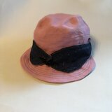 リネンとレースのフリーキャスケット(ラベンダー・ネイビー)