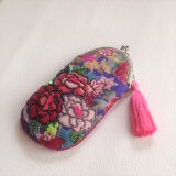 ぺったんこ刺繍がまぐち　8.5cm　眼鏡入れ