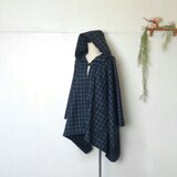 チェック　の　ポンチョ　～　良質生地　コート　ジャケット