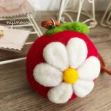 ふわふわまんまるApple/Flower ストラップ・バッグチャーム