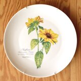 ヒマワリのやさしい陶器の壁掛け絵皿(30cm) 送料無料の画像