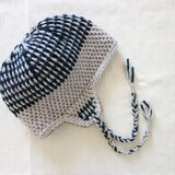 ふわふわ耳当て帽子（ライトブラウン×グリーン）●受注制作●