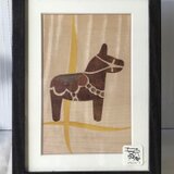 木の絵　木象嵌　ダーラナホース