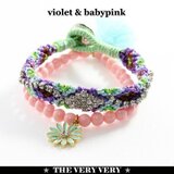 ビジュー&スウィートカラーじゃらづけブレスセット(2color)