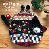 和柄模様のツバキ猫さんのがま口