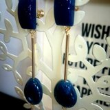 ブルー×ゴールドパイプ　イヤリング