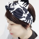 にゃんターバン　耳付きターバン　黒猫柄