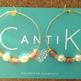 パールフープピアス 薄あずき