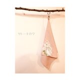 ☆木綿のハンカチーフ×刺繍モチーフ☆(ピンク:ピンク、グリーン) 【送料無料】