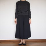 受注製作　綿混ポンチニットフレアパンツ　ブラック