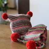 ふわふわモヘア◆子ども用ニット帽子とマフラーのセット◆ポンポン付き