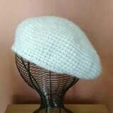 アルパカのニットベレー帽☆ミルクホワイト