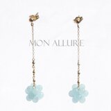 天然石こんぺいとうチェーンピアス（ライトブルー）