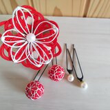 水引と手まりの髪飾り