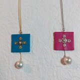 皮とパールの極細チェーンネックレス