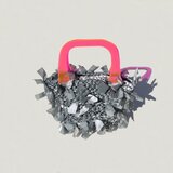 [cyane]basket bag / fabric:gray marble × handle:pink（蛍光ピンク）