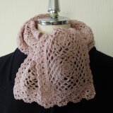 【受注製作】フラワーモチーフのガーリーマフラー　ピンク