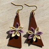 手染め〜一期一会〜NO.17 みかんとぶどうのレザーピアス