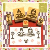 ✤桃の節句はんこ〓【お雛様セット】3㎝四方
