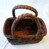 山葡萄かごバッグ 乱れ編み風 幅200x奥行105x高さ170mm HM03-21 国産品(マイスター開澤裕子作) 送料無料