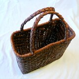 山葡萄かごバッグ 乱れ編み風 幅275x奥行125x高さ230mm HM03-19 国産品(マイスター開澤裕子作) 送料無料