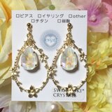 ☆スワロフスキーボタニカルフープピアス★白