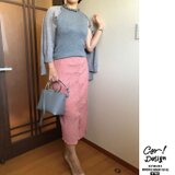 シワになりづらい♪タイトアシメスカート #ピンク