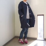【受注製作・S/M/Lサイズ】リネン ベーシックコート／濃紺