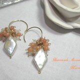 【14kgf】ムーンストーン・プリナイト・淡水パールのピアス