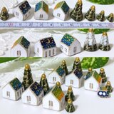 《受注後制作》夕焼けと夜空の3つのおうちと流れ星の付いた木