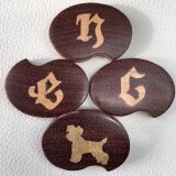 木象嵌　イニシャルのブローチ　オーダーメイド