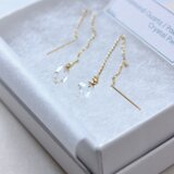 k14gf-小さなダイヤモンドクォーツの原石チェーンピアス