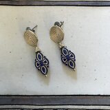 青とゴールドのモロッコ風ピアス small