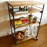 アイアン ウッド ワゴン （ キッチンワゴン　店舗什器　レンジ台 ）《頑丈》《全面溶接》