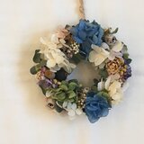 紫陽花とユーカリの春色リース